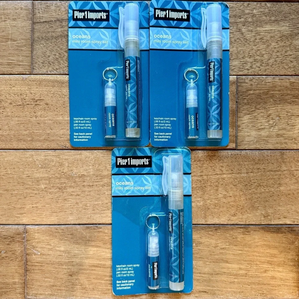 3pc NEW! Pier 1 One Imports OCEANS Mini Home Fragrance Room Spray Set 10ml & 2ml